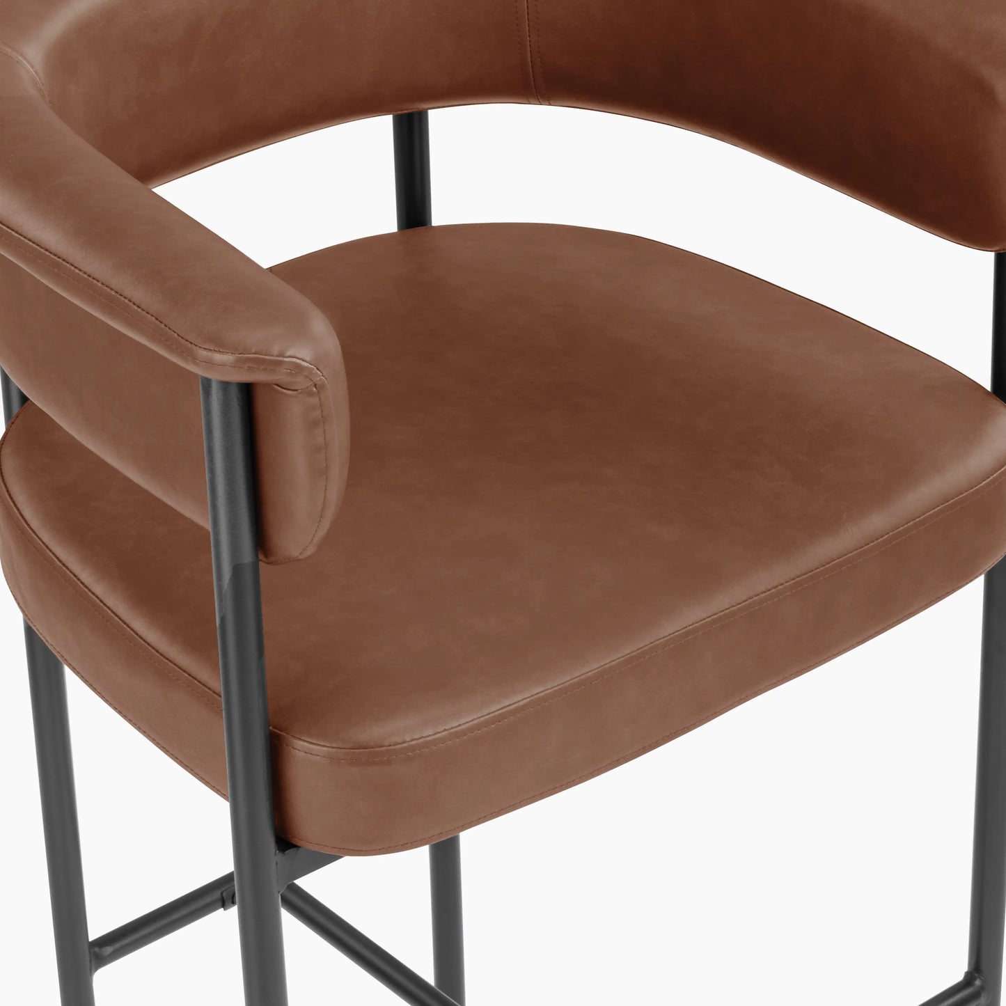 Roane Bar Stool | Vintage Tan Faux Leather & Black