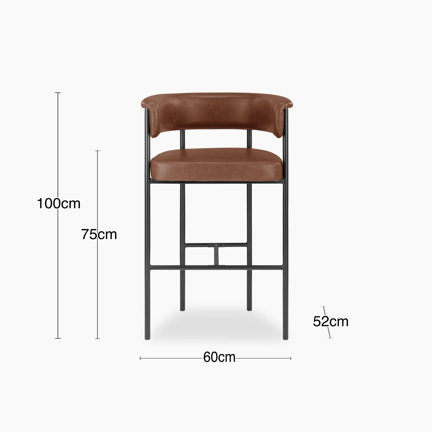Roane Bar Stool | Vintage Tan Faux Leather & Black