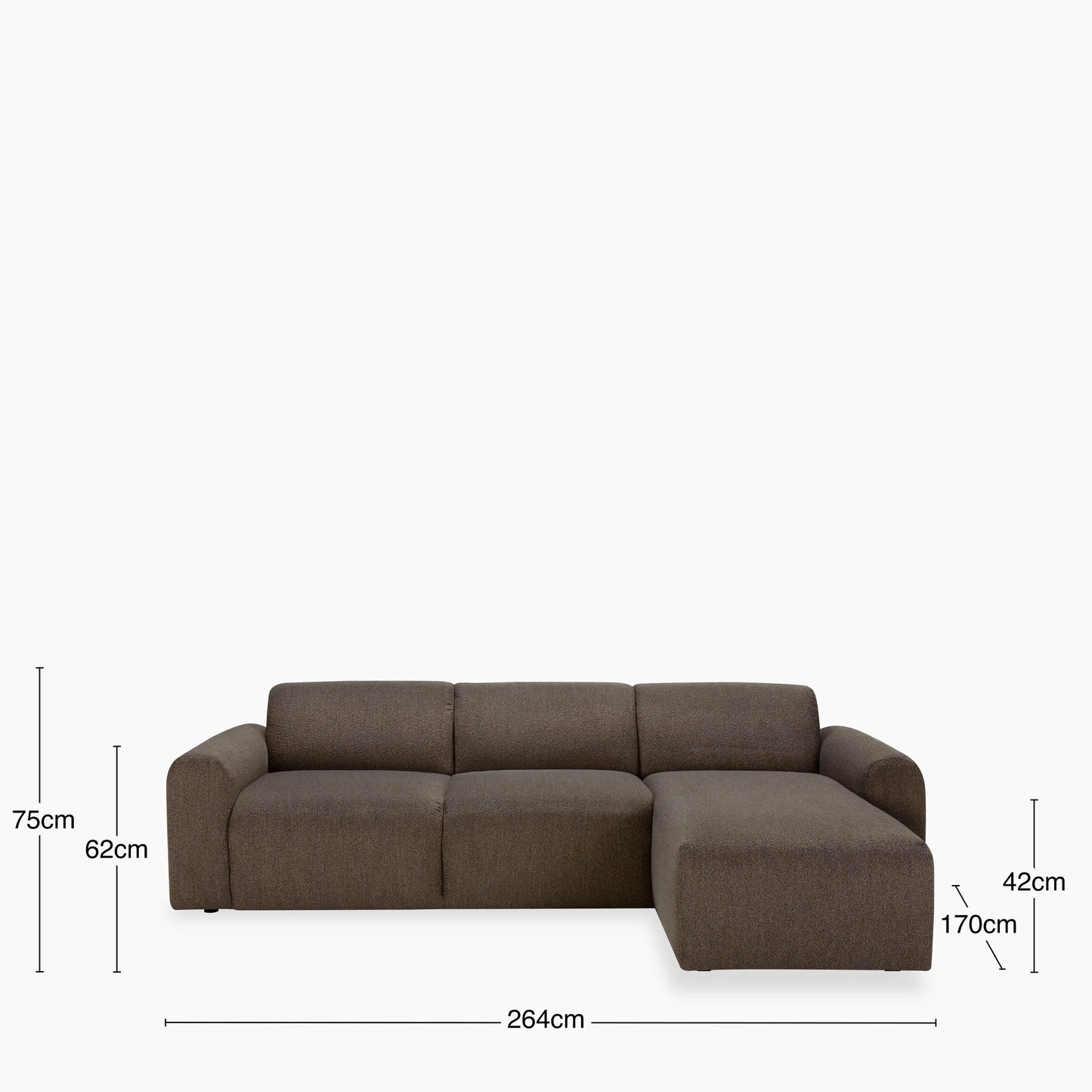 Celeste 3 Seater Left/Right Chaise Sofa | Dusty Taupe Boucle