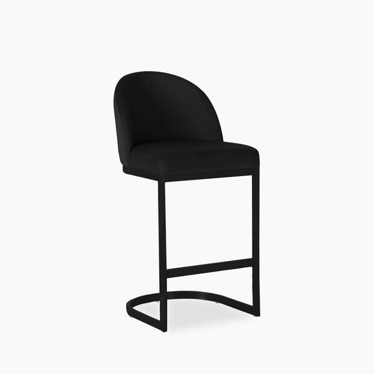 Matteo Kitchen Stool with Backrest | Black Velvet