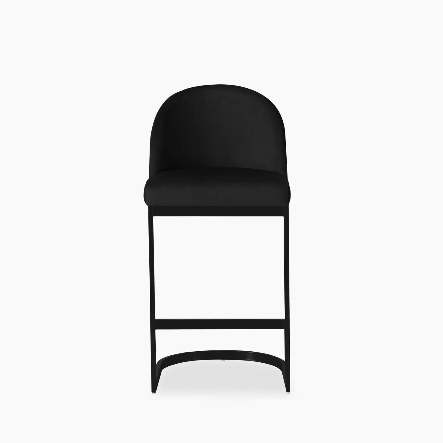 Matteo Kitchen Stool with Backrest | Black Velvet