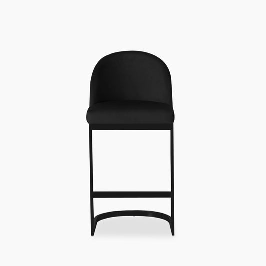 Matteo Kitchen Stool with Backrest | Black Velvet