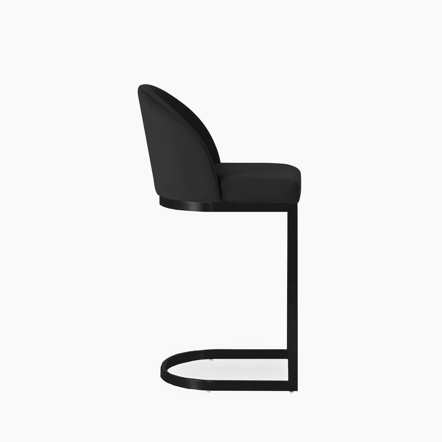 Matteo Kitchen Stool with Backrest | Black Velvet