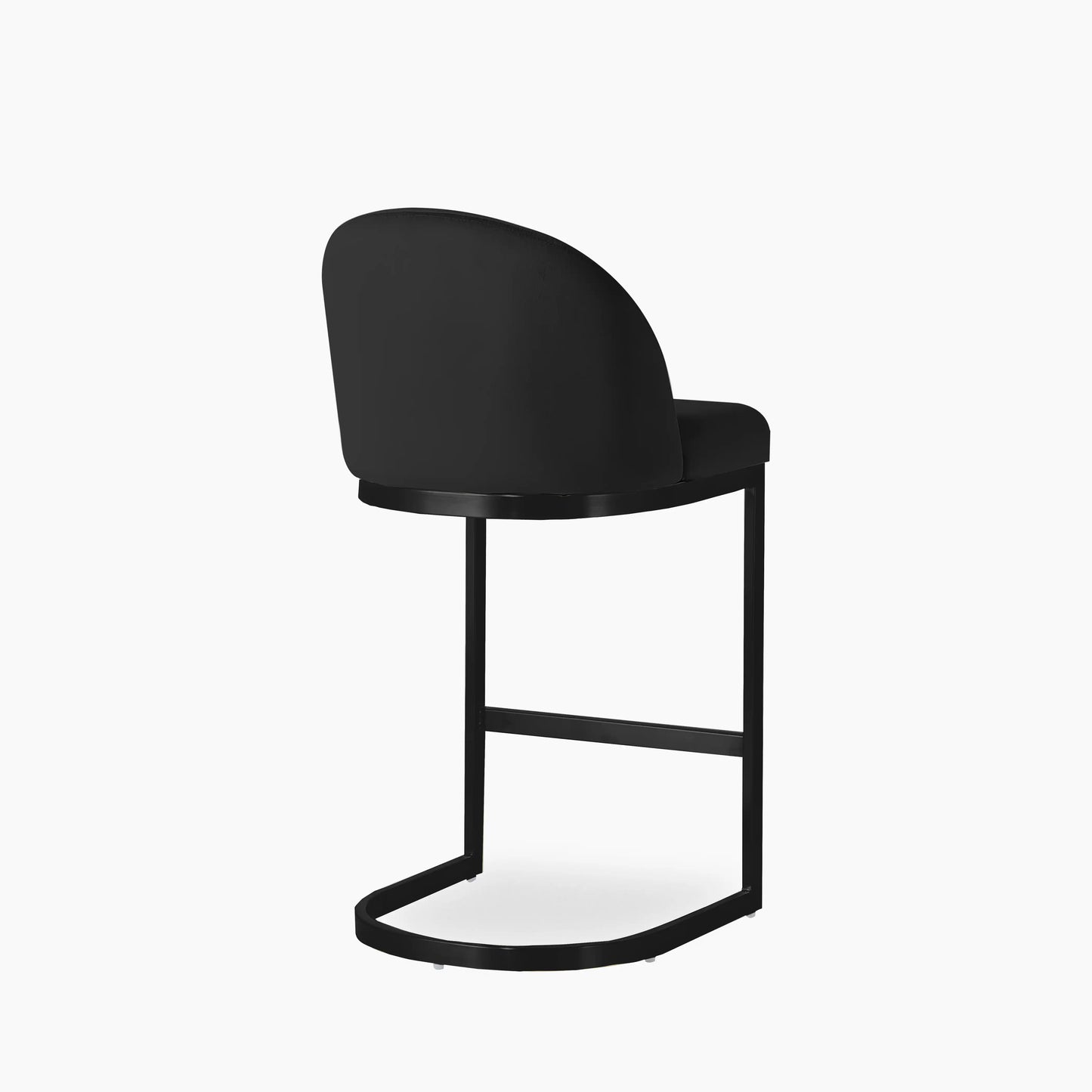 Matteo Kitchen Stool with Backrest | Black Velvet
