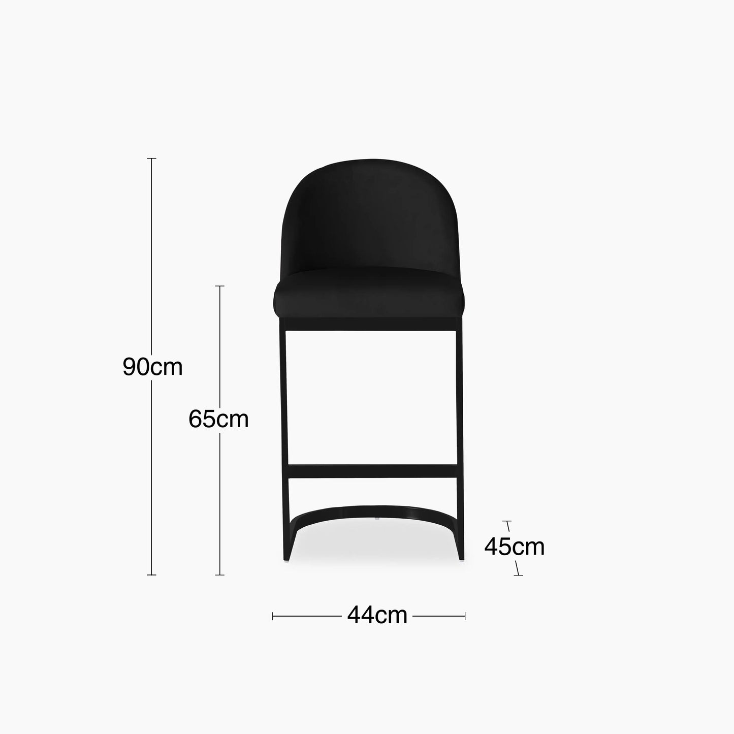 Matteo Kitchen Stool with Backrest | Black Velvet