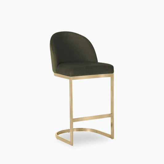 Matteo Kitchen Stool with Backrest | Olive Green Sustainable Velvet