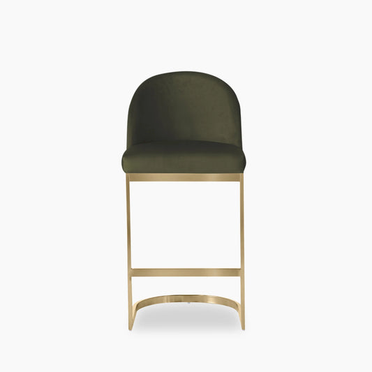Matteo Kitchen Stool with Backrest | Olive Green Sustainable Velvet