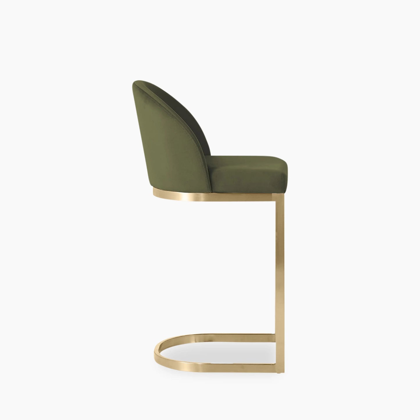 Matteo Kitchen Stool with Backrest | Olive Green Sustainable Velvet