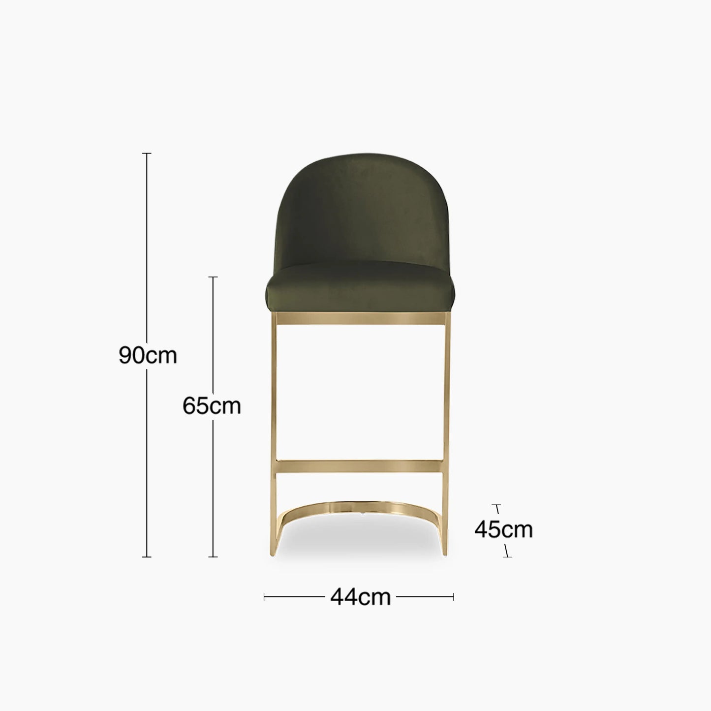 Matteo Kitchen Stool with Backrest | Olive Green Sustainable Velvet
