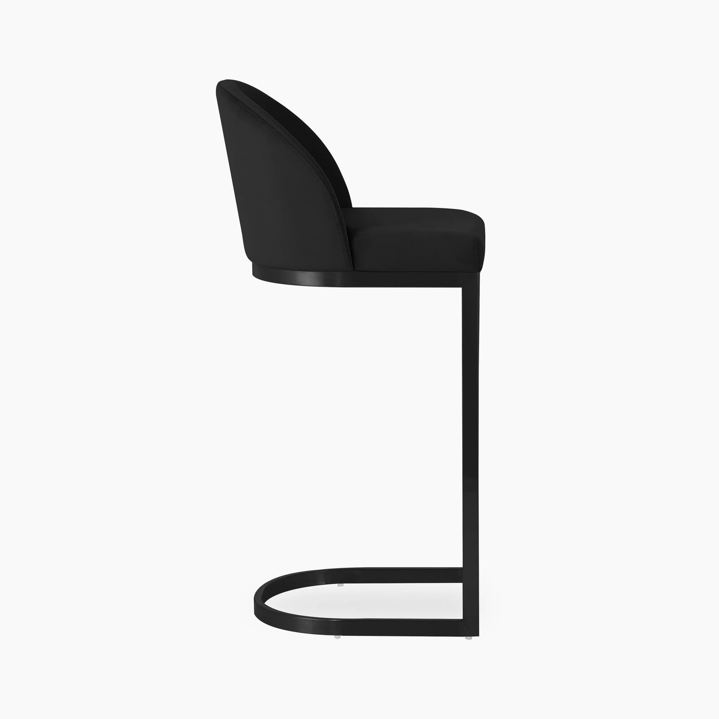 Matteo Bar Stool with Backrest | Black Velvet