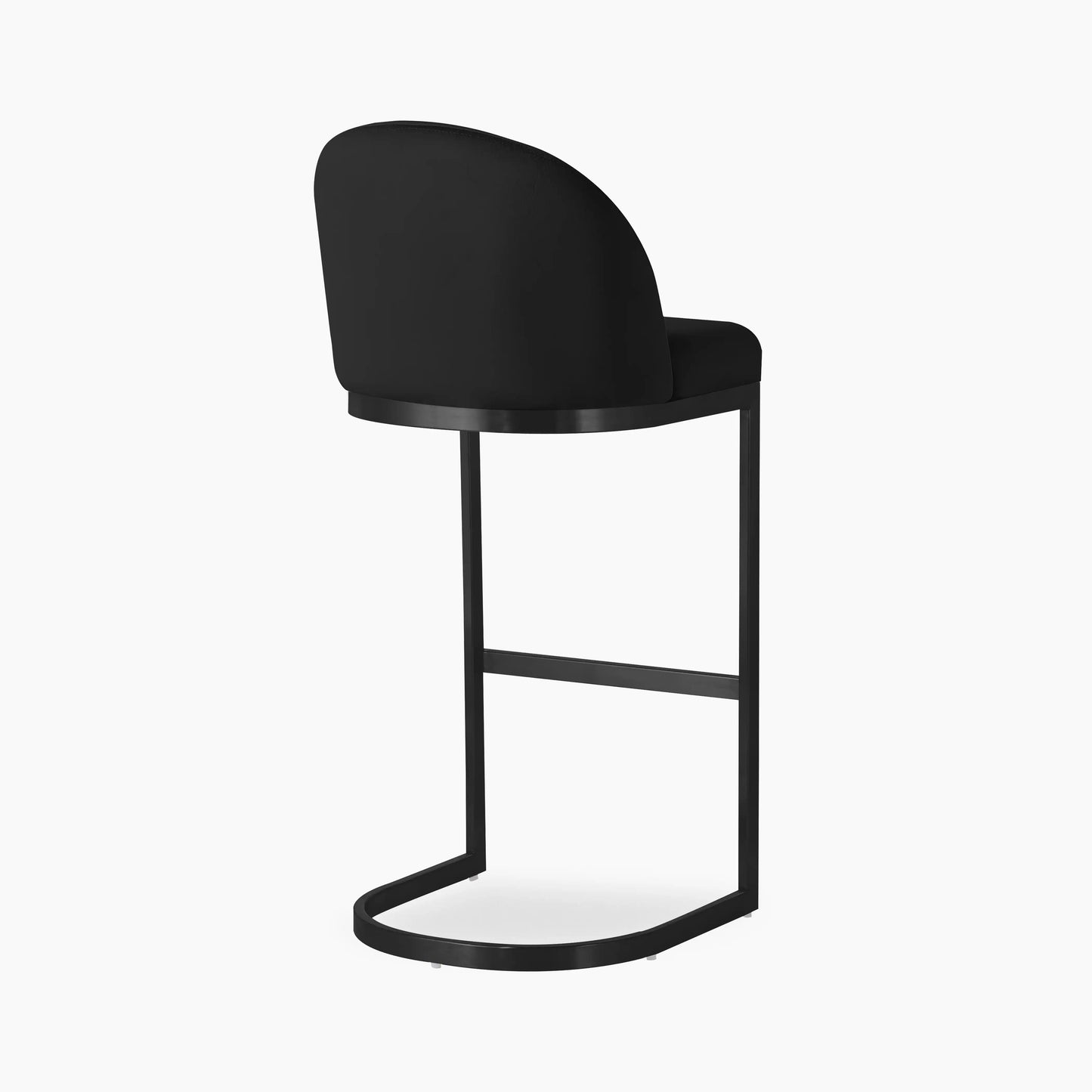 Matteo Bar Stool with Backrest | Black Velvet
