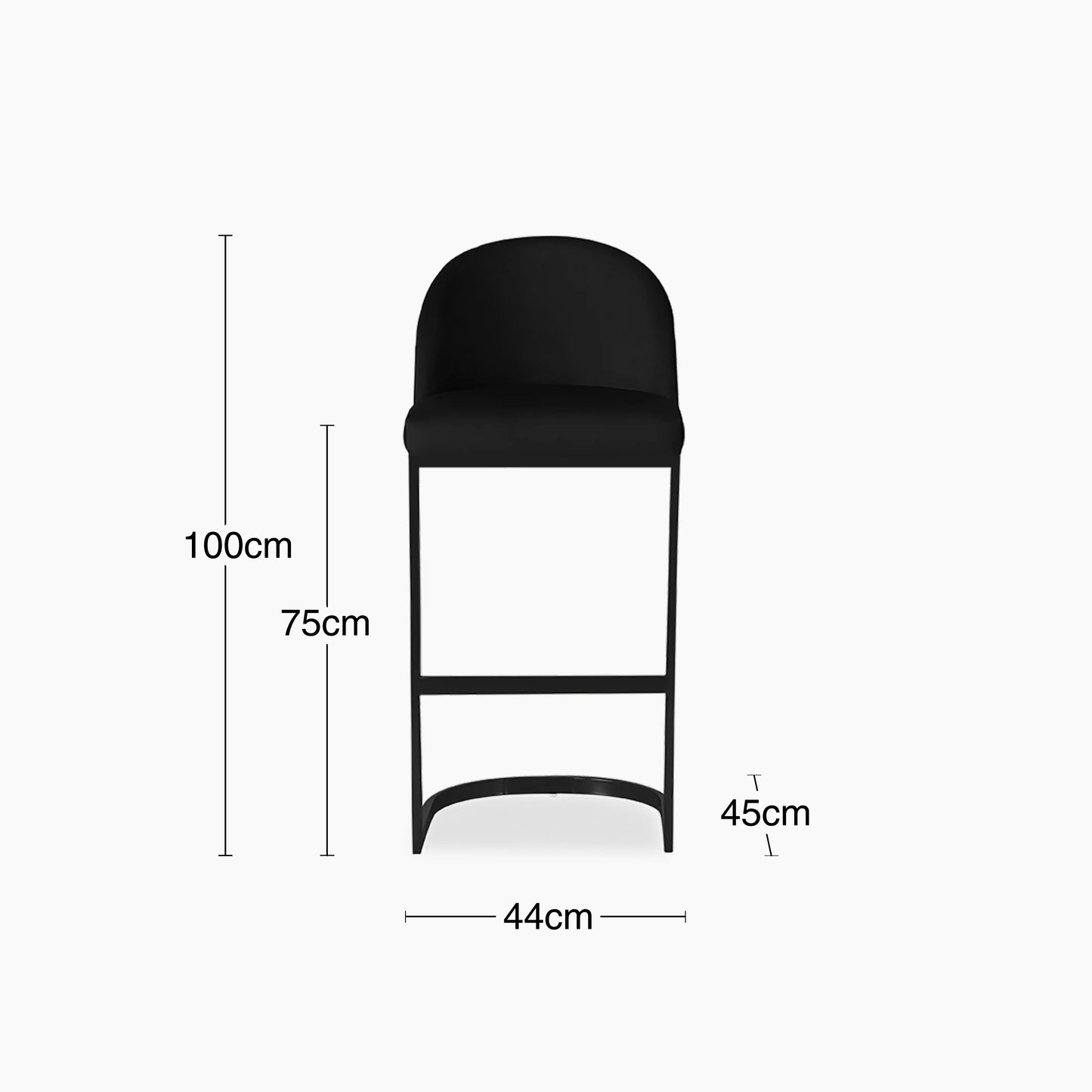 Matteo Bar Stool with Backrest | Black Velvet