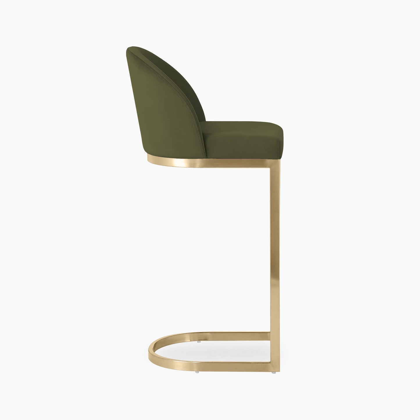 Matteo Bar Stool with Backrest | Olive Green Sustainable Velvet