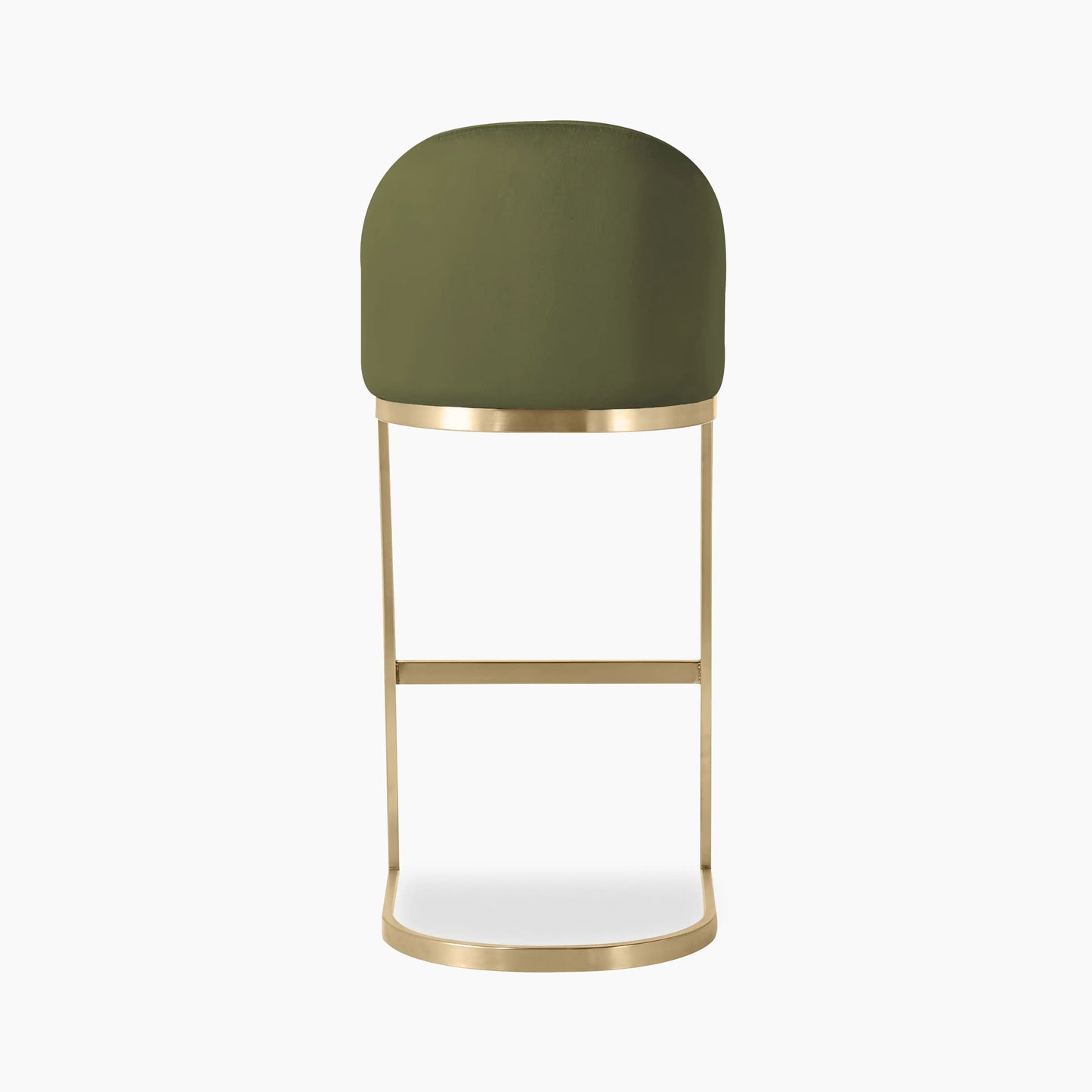Matteo Bar Stool with Backrest | Olive Green Sustainable Velvet