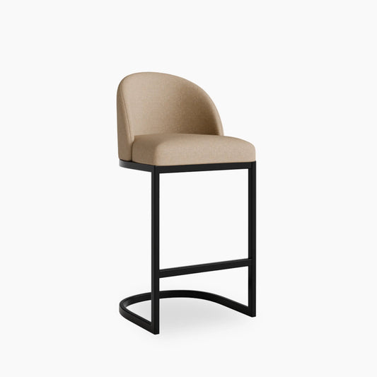 Matteo Kitchen Stool with Backrest | Latte Sustainable Fabric