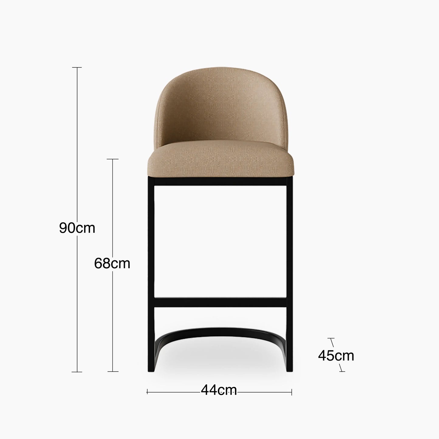 Matteo Kitchen Stool with Backrest | Latte Sustainable Fabric