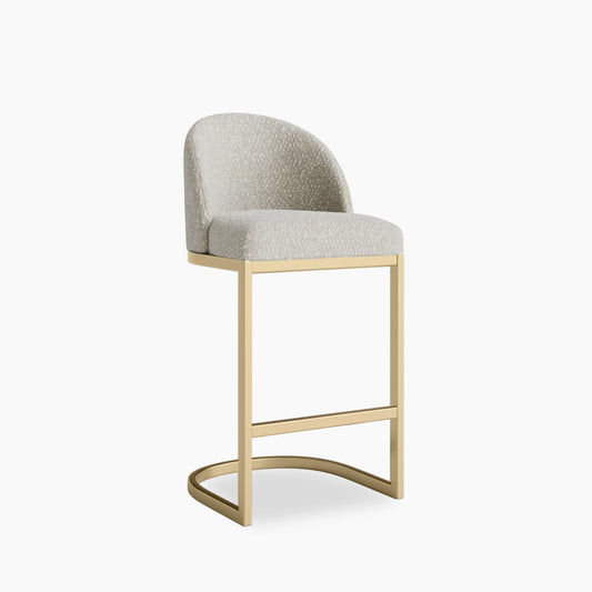 Matteo Kitchen Stool with Backrest | Speckled Stone Sustainable Boucle