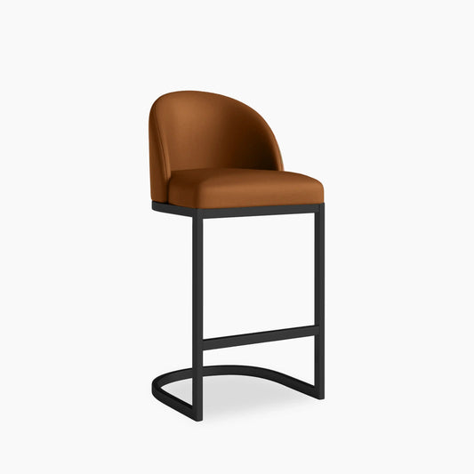 Matteo Kitchen Stool with Backrest | Tuscan Tan Faux Leather