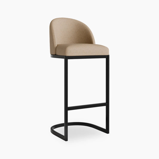 Matteo Bar Stool with Backrest | Latte Sustainable Fabric