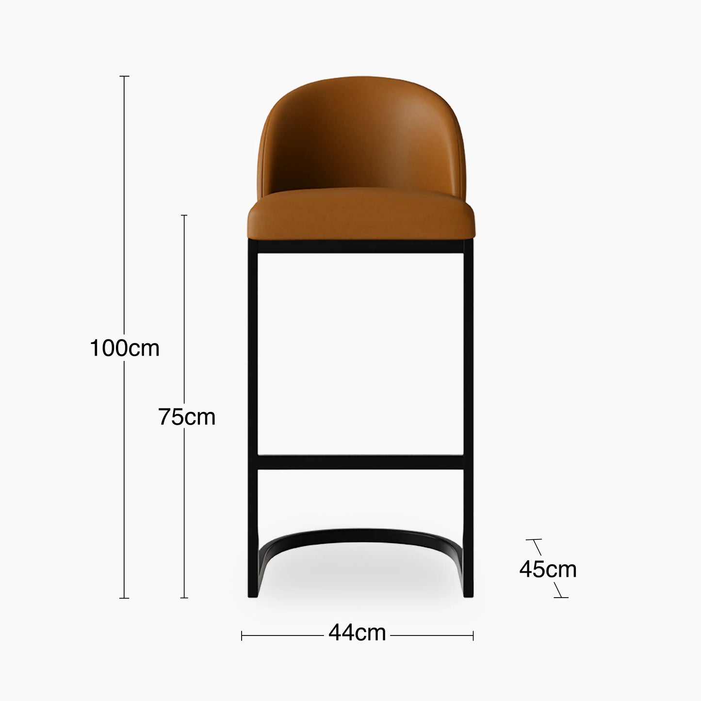 Matteo Bar Stool with Backrest | Tuscan Tan Faux Leather