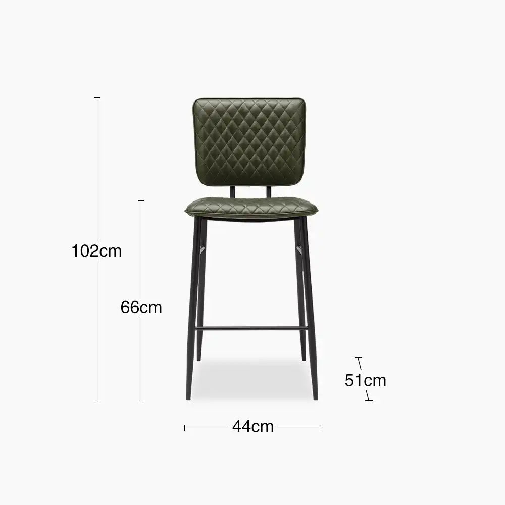 Elgin Kitchen Stool | Vintage Green Faux Leather & Black