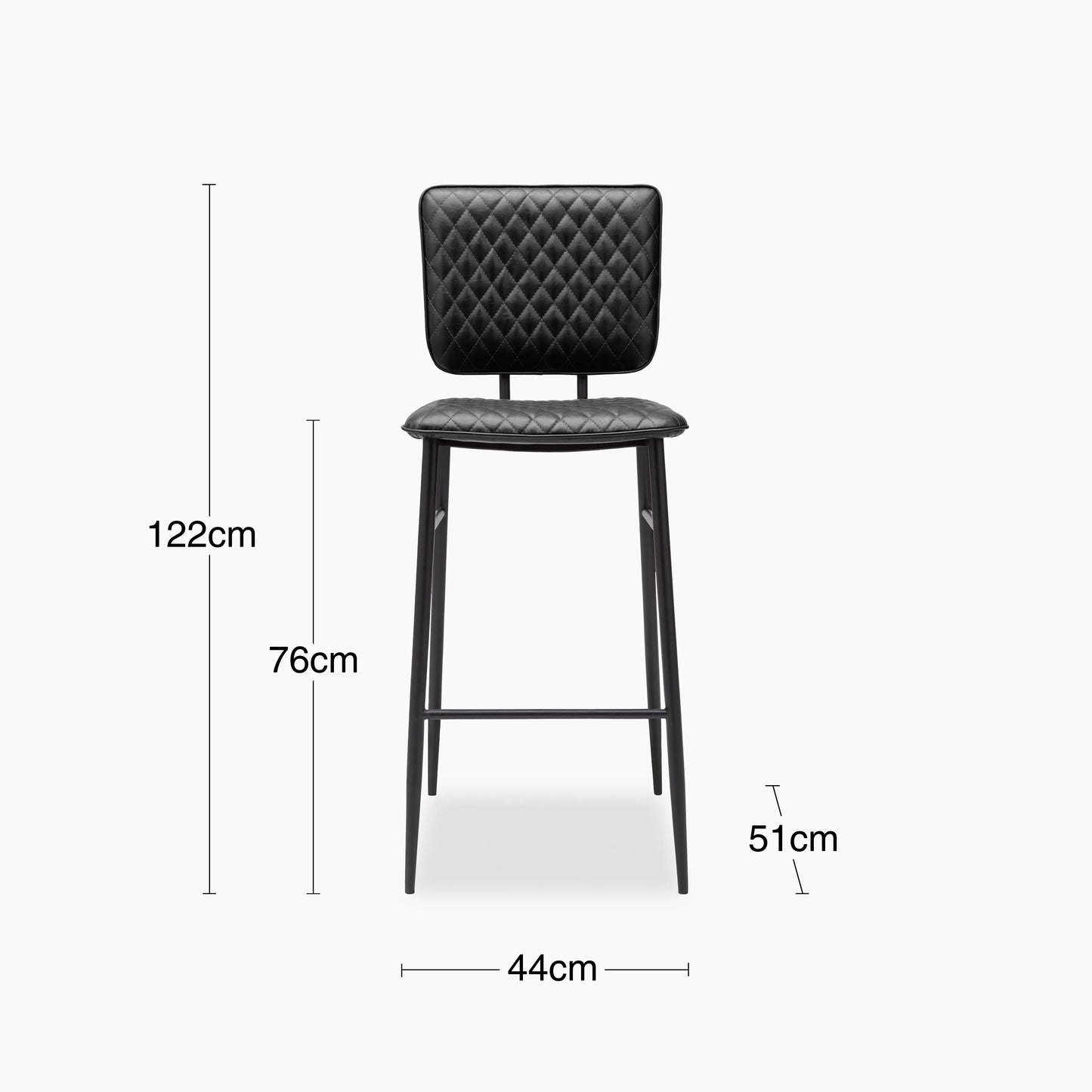 Elgin Bar Stool | Black Faux Leather & Black