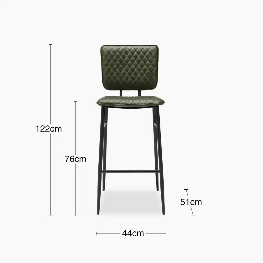 Elgin Bar Stool | Green Faux Leather & Black