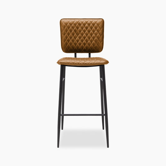 Elgin Bar Stool | Tan Faux Leather & Black