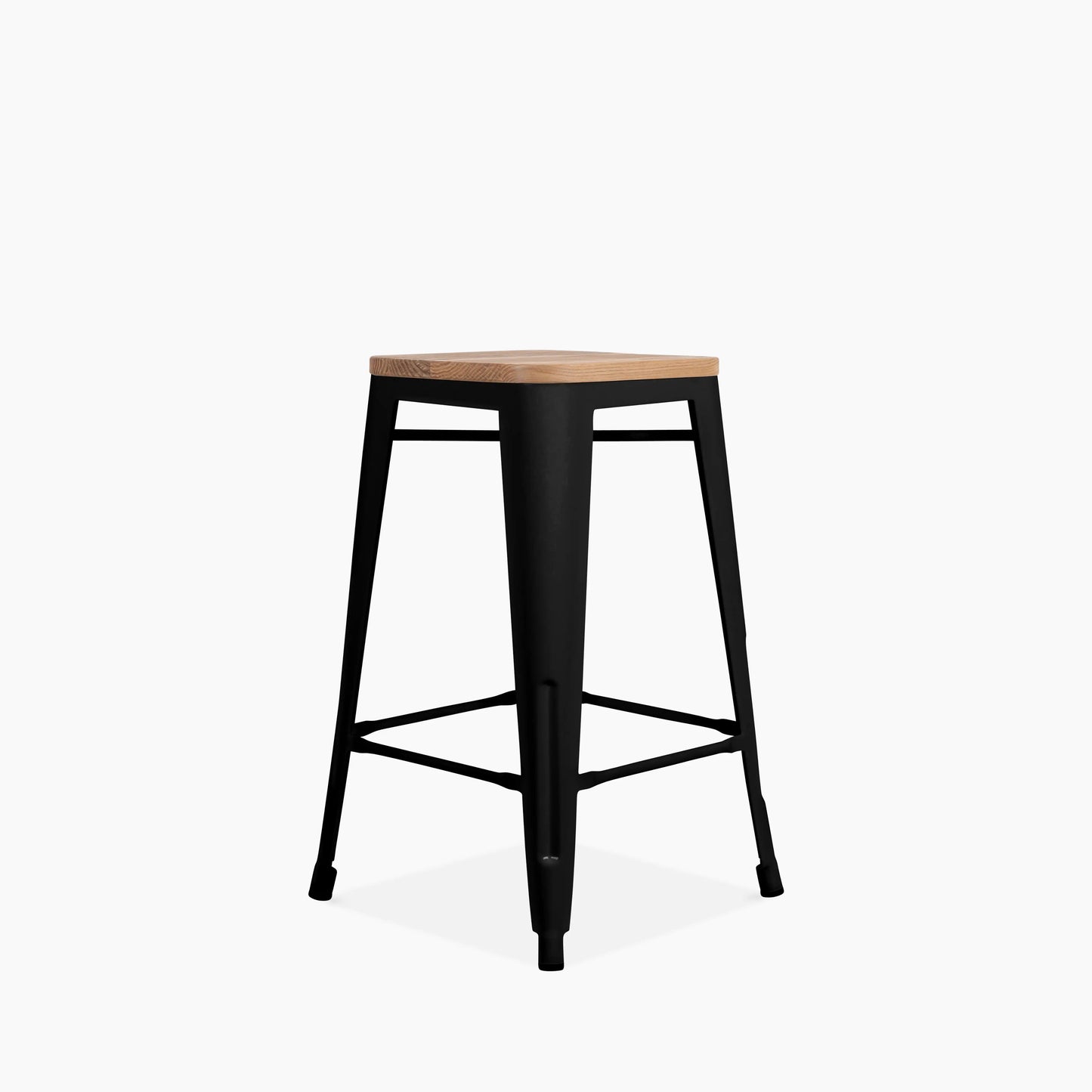Tolix Style Stackable Kitchen Stool | Oak & Black