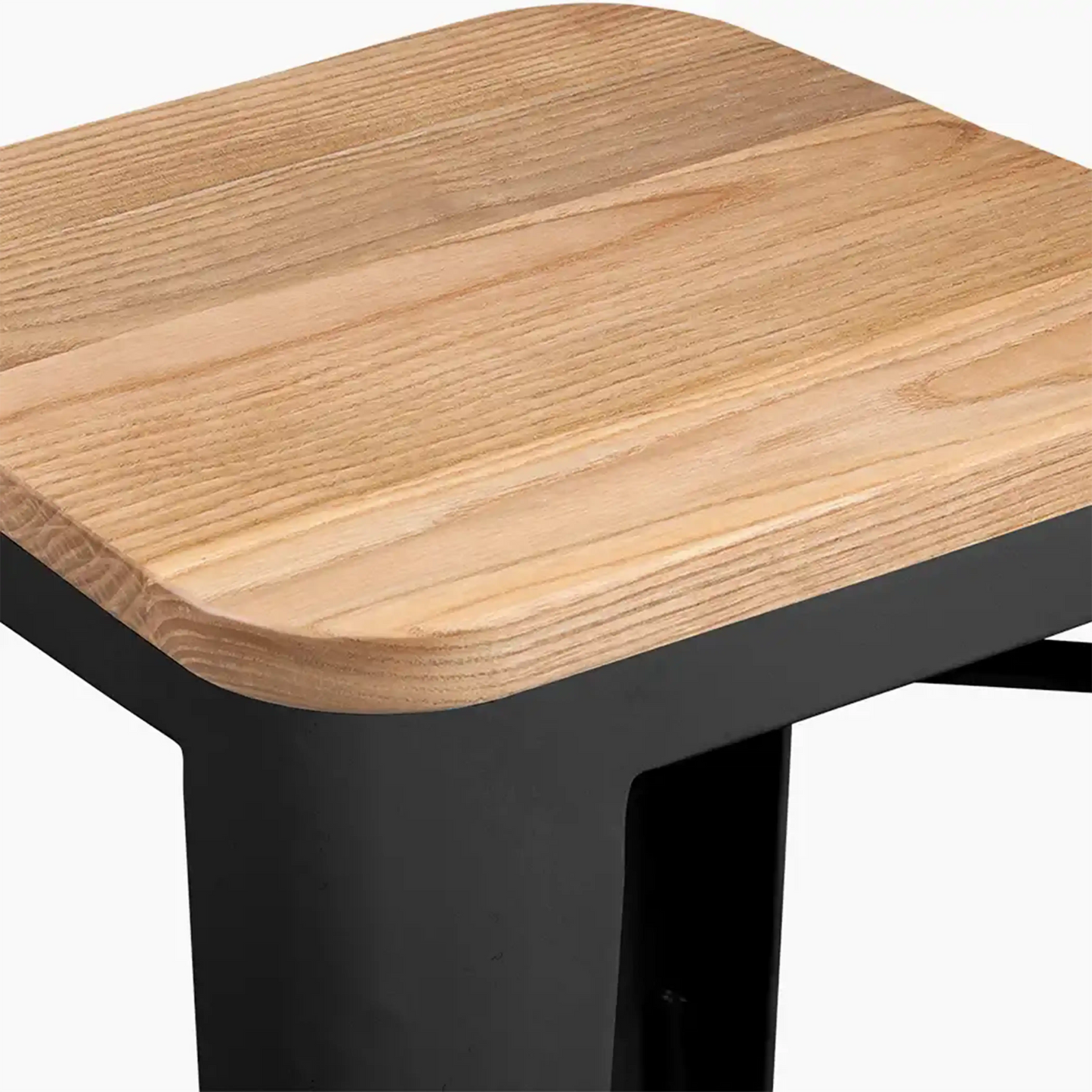 Tolix Style Stackable Kitchen Stool | Oak & Black