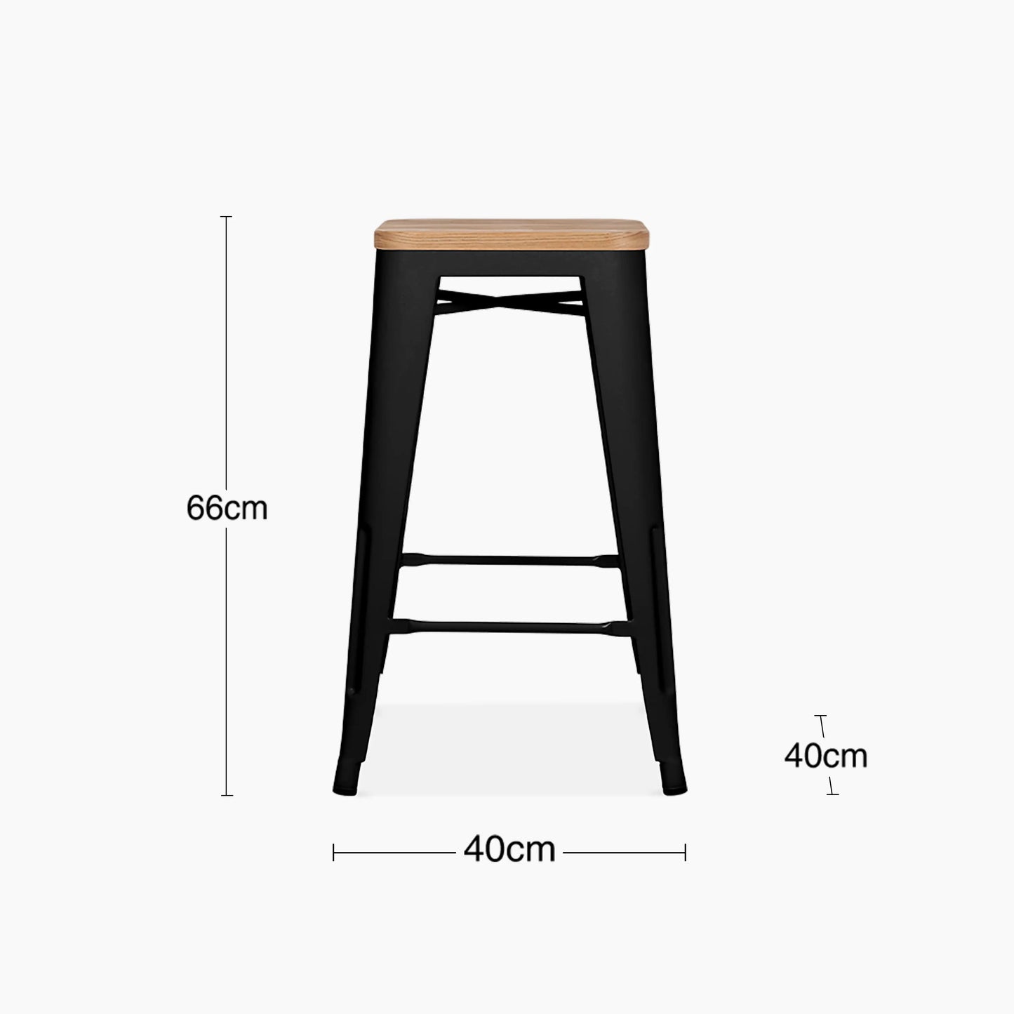 Tolix Style Stackable Kitchen Stool | Oak & Black