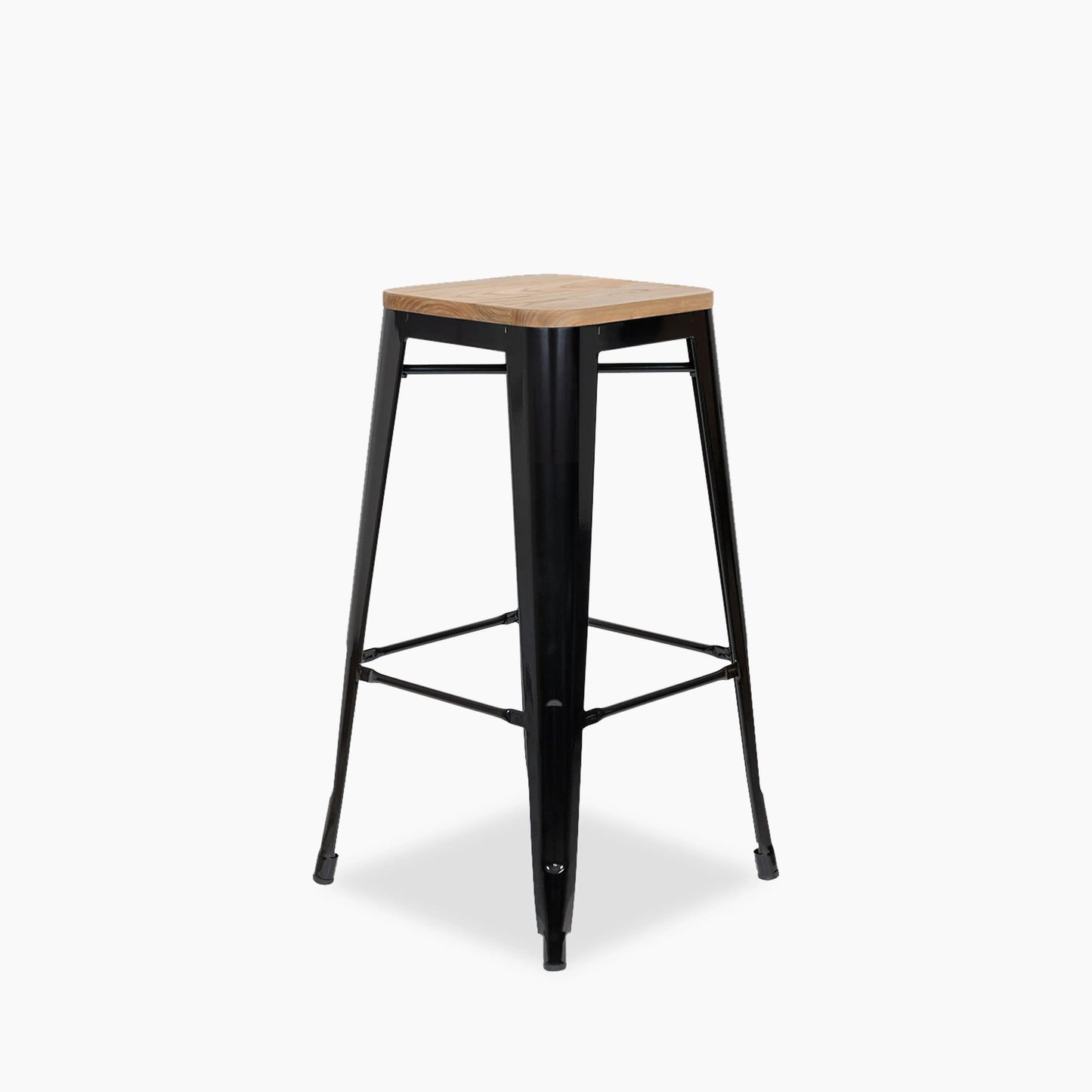 Tolix Style Stackable Bar Stool | Oak & Black