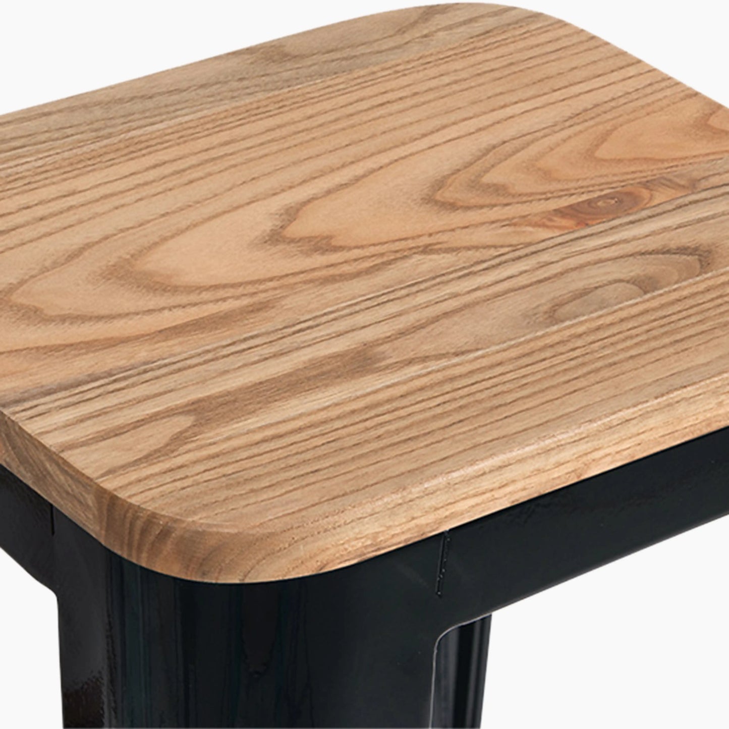 Tolix Style Stackable Bar Stool | Oak & Black