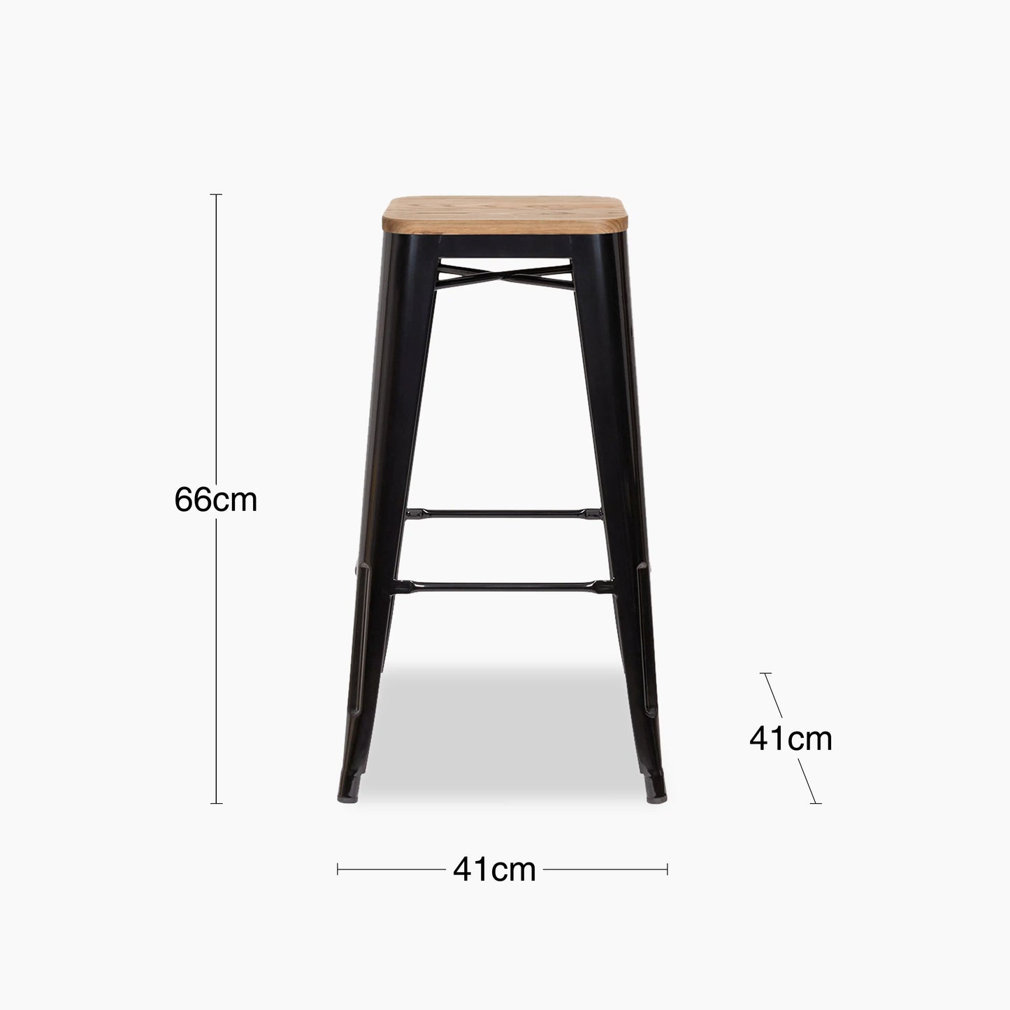 Tolix Style Stackable Bar Stool | Oak & Black