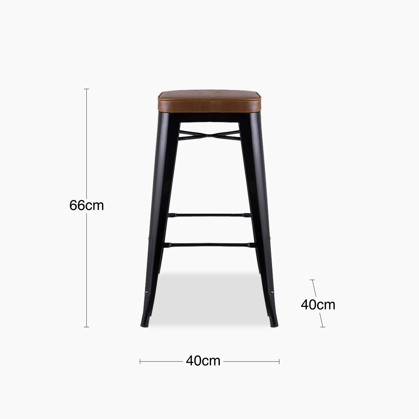 Tolix Style Stackable Kitchen Stool | Tan Faux Leather & Black