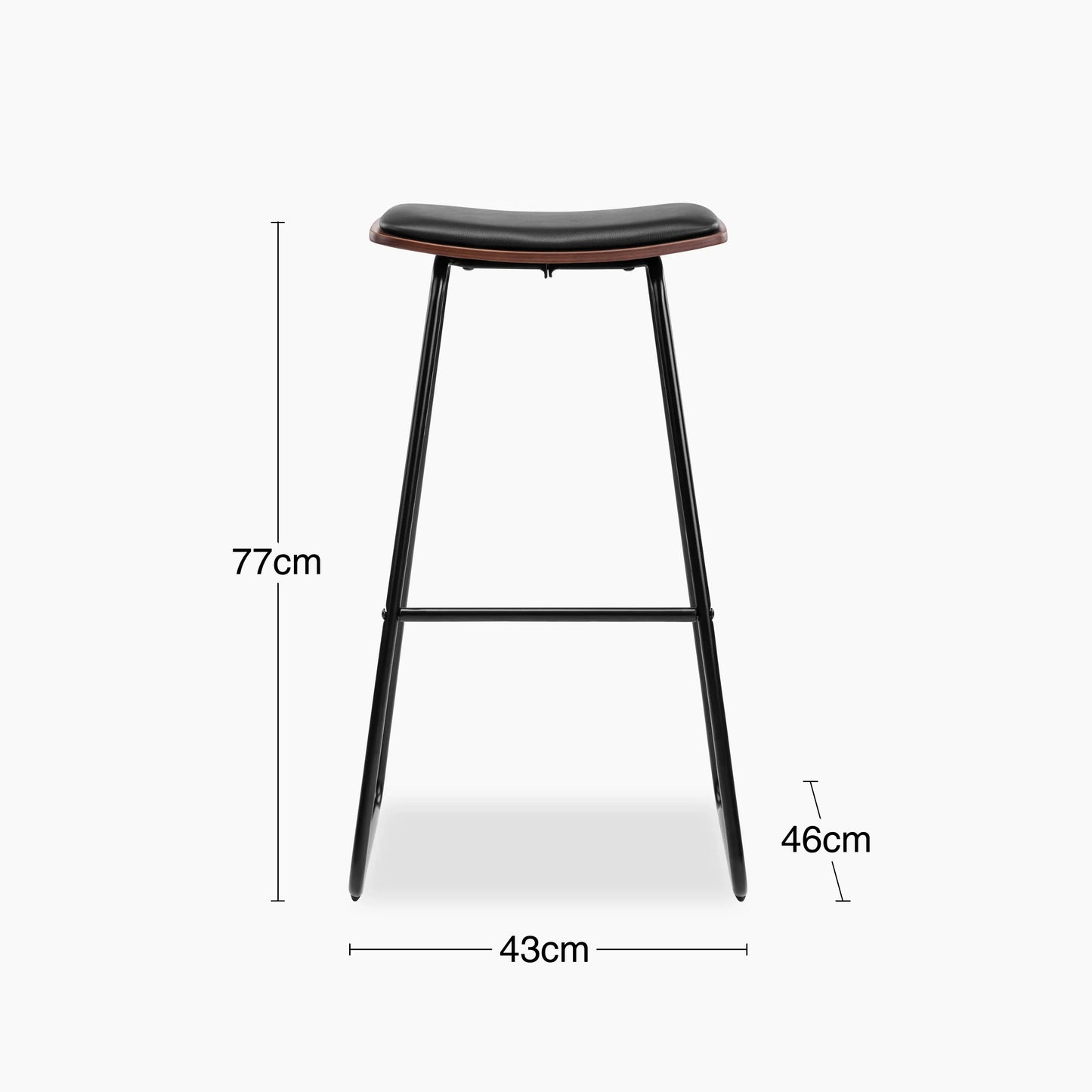 Slade Bar Stool | Black Faux Leather & Black