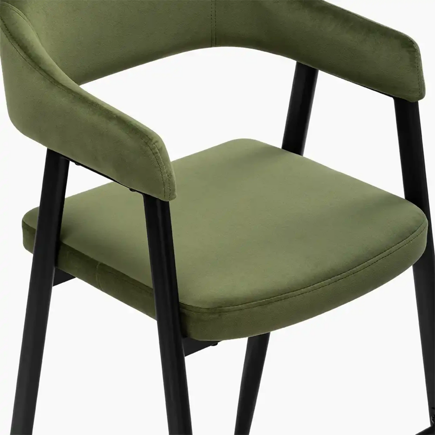 Presley Kitchen Stool | Olive Green Sustainable Velvet & Black