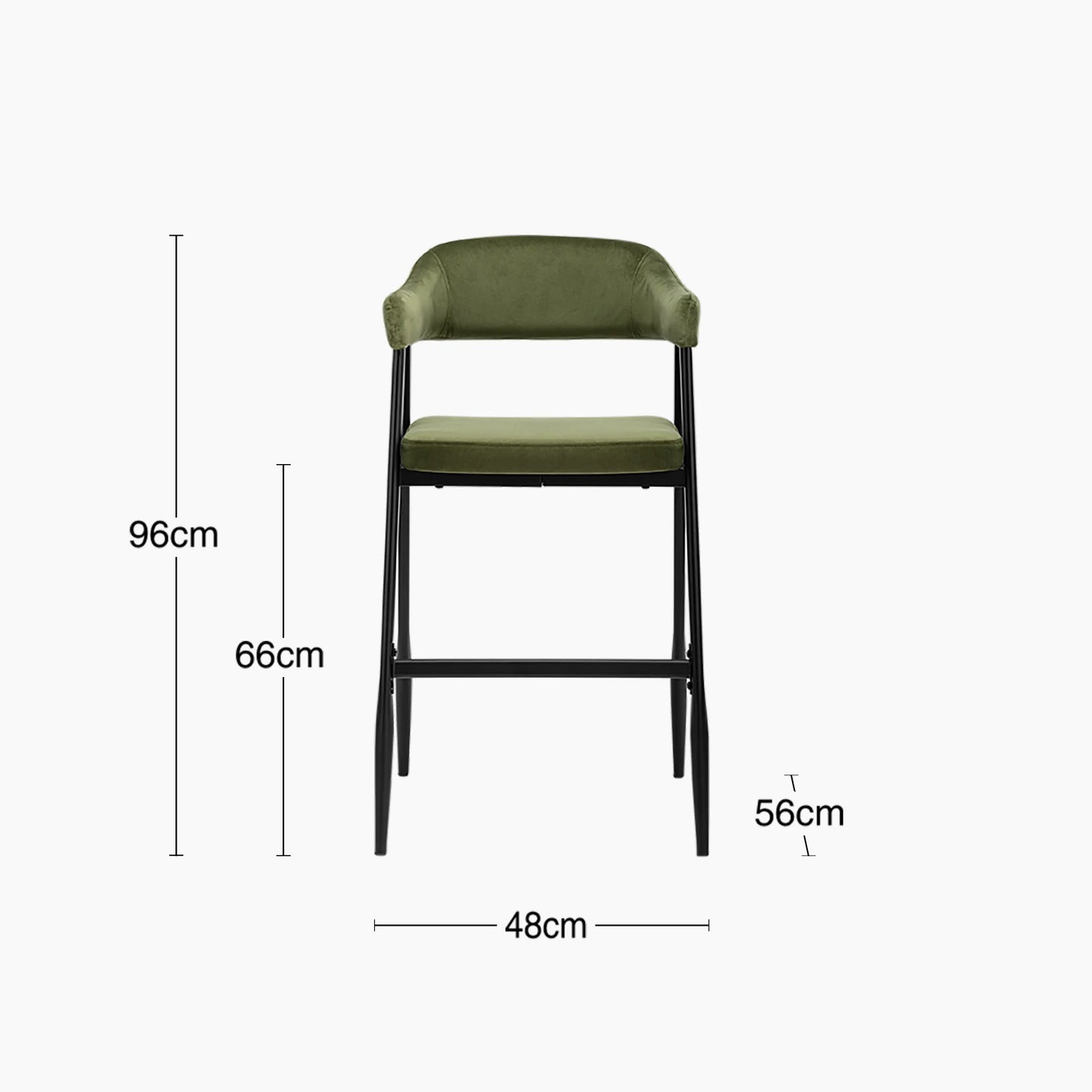 Presley Kitchen Stool | Olive Green Sustainable Velvet & Black