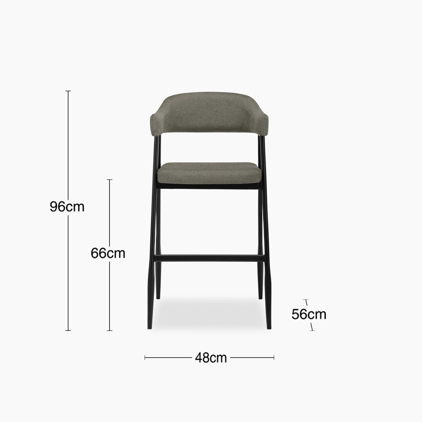 Presley Kitchen Stool | Speckled Grey Sustainable Fabric & Black