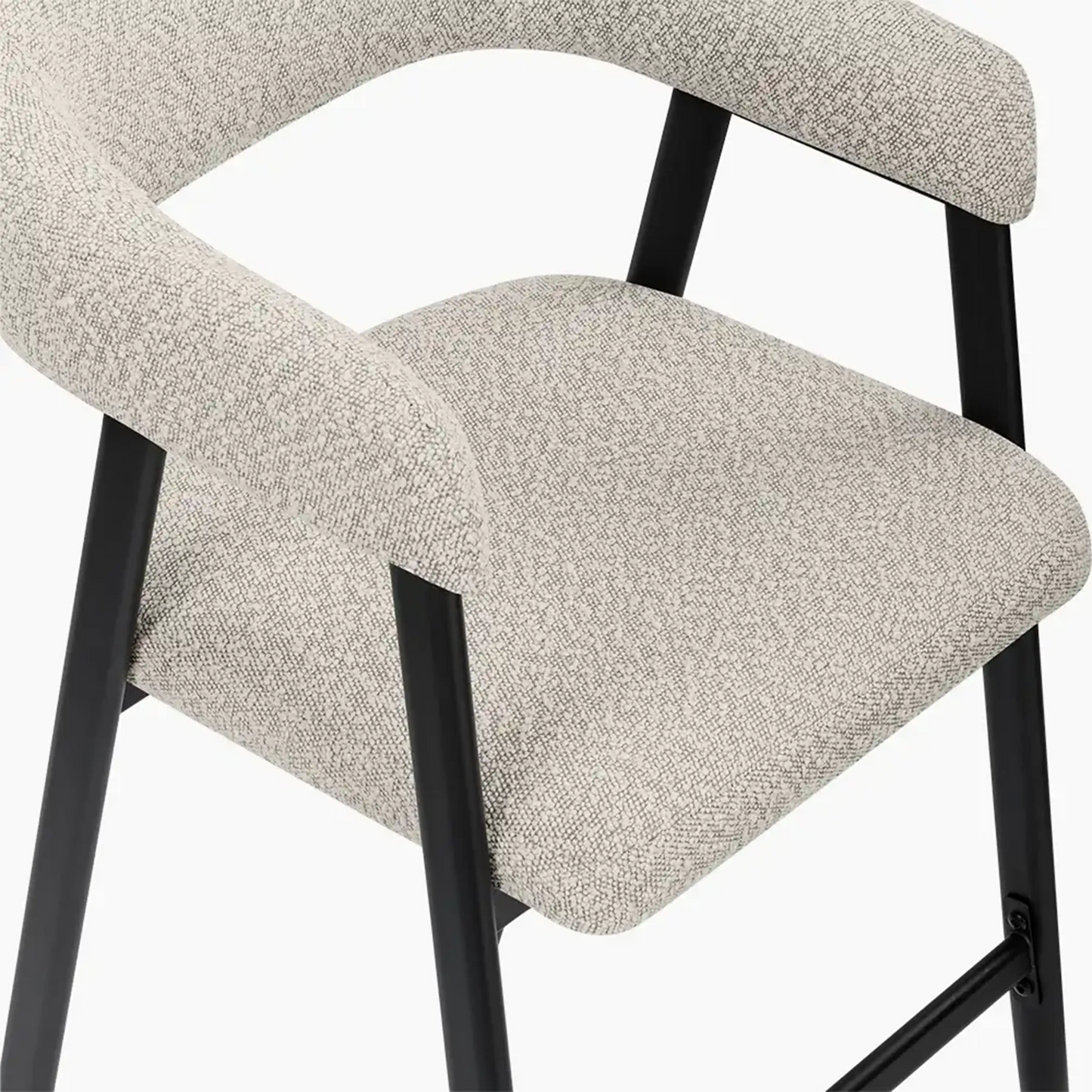 Presley Kitchen Stool | Speckled Stone Sustainable Boucle & Black