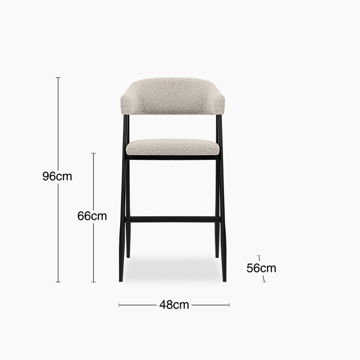 Presley Kitchen Stool | Speckled Stone Sustainable Boucle & Black