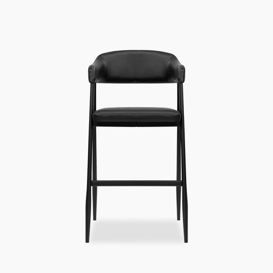 Presley Kitchen Stool | Vintage Black Faux Leather & Black