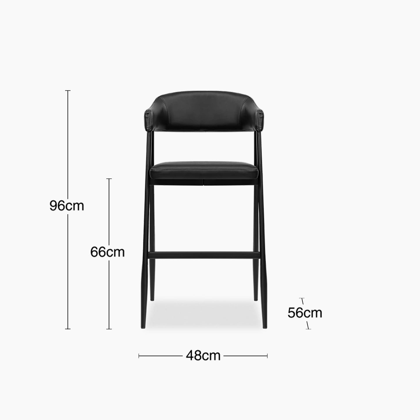 Presley Kitchen Stool | Vintage Black Faux Leather & Black
