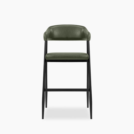 Presley Kitchen Stool | Vintage Green Faux Leather & Black