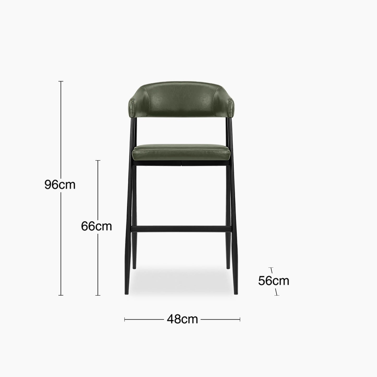 Presley Kitchen Stool | Vintage Green Faux Leather & Black