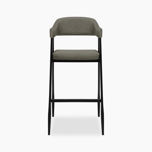 Presley Bar Stool | Speckled Grey Sustainable Fabric & Black
