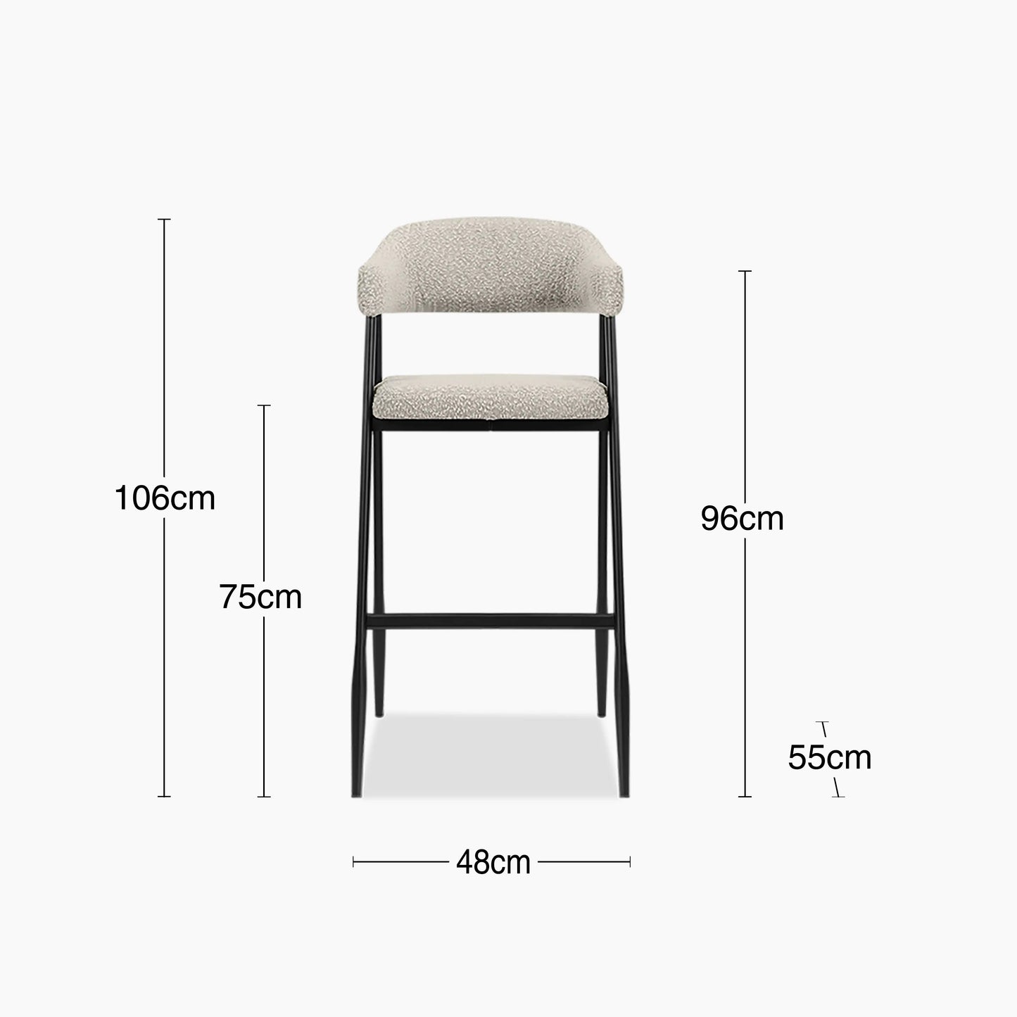 Presley Bar Stool | Speckled Stone Sustainable Boucle & Black