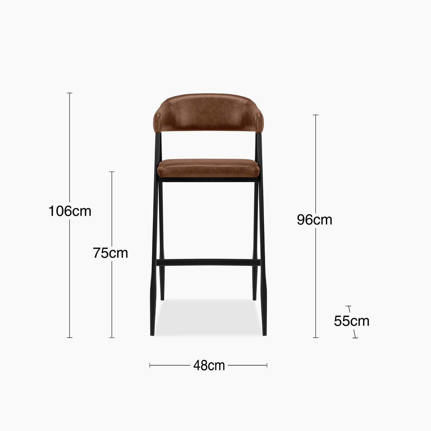 Presley Bar Stool | Vintage Tan Faux Leather & Black