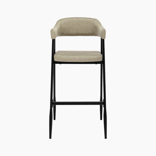 Presley Bar Stool | Latte Sustainable Fabric & Black