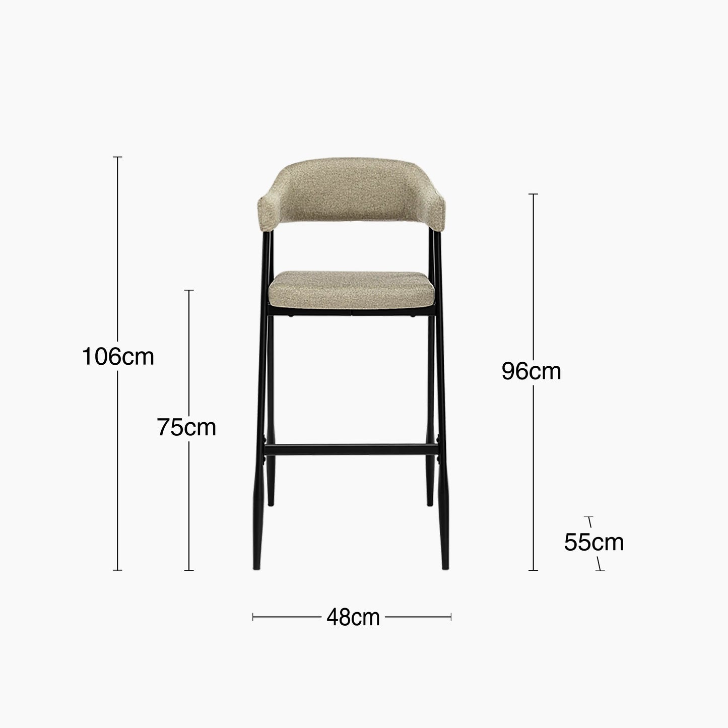 Presley Bar Stool | Latte Sustainable Fabric & Black